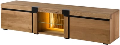 MASSIVMOEBEL24.DE wilde eik TV-meubel blank massief hout 220x48x50 cm geolied gemonteerd ROTTERDAM volledig massief #122