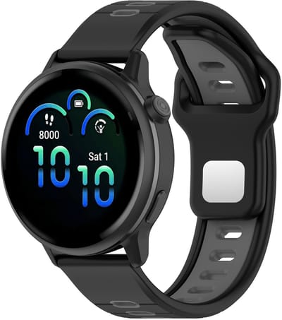 Stravo 22mm Smartwatch bandje - geschikt voor Samsung Galaxy Watch 46mm / Galaxy Watch 3 45mm / Gear S3 Classic & Frontier - Amazfit GTR 47mm / GTR 2 / GTR 3 - Pro - OnePlus Watch Sportief Tweekleurige Siliconen Horlogebandje – Zwart/Grijs