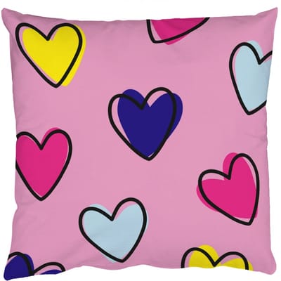 Sierkussens - Kussentjes Woonkamer - 50x50 cm - Hartjes - Valentijn - Patroon - Kleurrijk