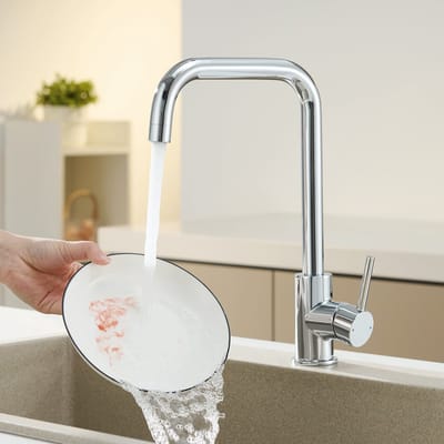 CECIPA max Keukenkraan - 360° Draaibare keukenkraan - L-vormig Keukenmengkraan - Waterbesparende Keuken Kraan - Chroom