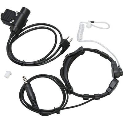 U94 PTT Adapter Handsfree Push to Talk Militaire Adapterkabel met Keelmicrofoon Oortje voor Alan