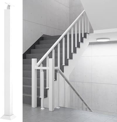 Vierkante leuning paal - Baluster Hek ondersteuning - Reling afwerking - Verstelbare hoekbeugel - 4x4 cm paalmaat - Wit