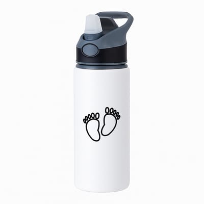 Hacebo® - Babyvoetjes waterfles met rietje zwart - Baby - Ouders - babyshower - cadeau - water fles - 650ML