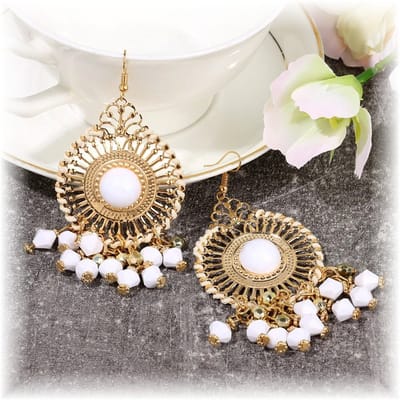 Fako Bijoux® - Oorbellen - Bohemian - Boho Delight - Wit - Goudkleurig