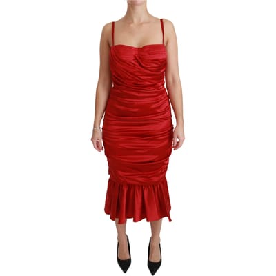 Dolce & Gabbana Dames Rode Zijden Stretch Zeemeermin Bodycon Jurk