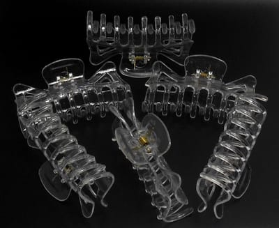 6 haarklemmen strik-vorm 9,5 cm transparant