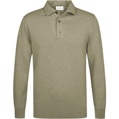 Profuomo Longsleeve Poloshirt Luxury Basic Groen - Maat XXL - Heren - Pullover