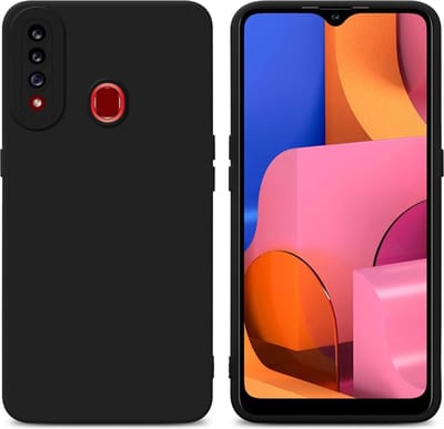 Cadorabo Hoesje geschikt voor Samsung Galaxy A20s in FLUID ZWART - Beschermhoes gemaakt van flexibel TPU silicone Cover Fluid Case