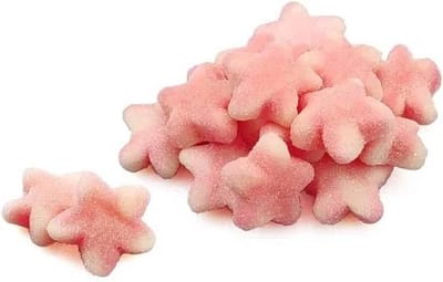 Roze gesuikerde HALAL snoep sterretjes voor geboorte babyshower doop 450 gram geboortesnoep