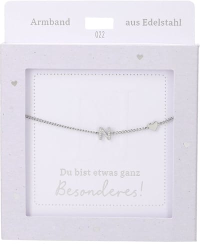 Depesche armband zilver met letter N en hartje - vriendschapssieraad.