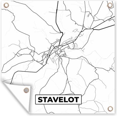 Tuin poster Stadskaart – Plattegrond – België – Zwart Wit – Stavelot – Kaart - 200x200 cm - Tuindoek
