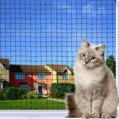 Kattennet Balkon - Veiligheidsnet Huisdier - Buiten Leven - Draadversterkt Materiaal - 8 x 3 Meter - Zwart