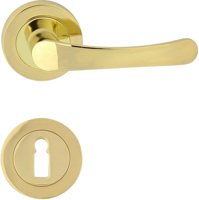 DOMINO NOVA R M1 - Deurkrukset Binnendeur - Ronde Rozet - Messing Goud - Met Sleutelgat - Deurbeslag - Klink Set