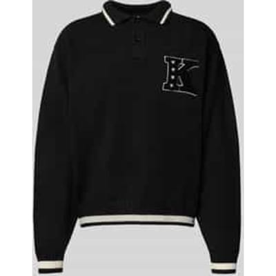 Gebreide pullover met polokraag en stitching