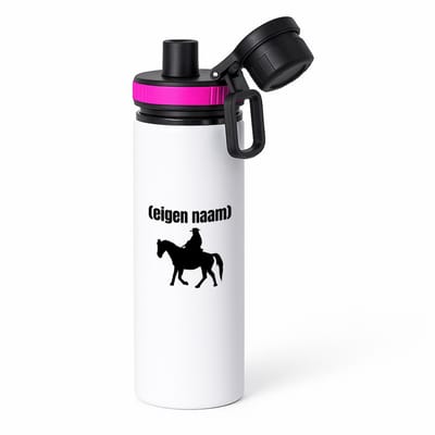 Hacebo® - cowboy op paard met eigen naam waterfles met draaidop roze - Cowboy - cowboy liefhebbers - wilde westen - verjaardag - cadeau - kado - water fles - 850ML