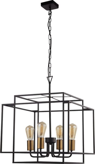 Searchlight CRATE Hanglamp 4 Lichts Zwart Brons