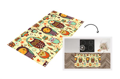 Keukenloper - Loper keuken - Uil - Koptelefoon - Patroon - 120x60 cm - Keukenloper vinyl