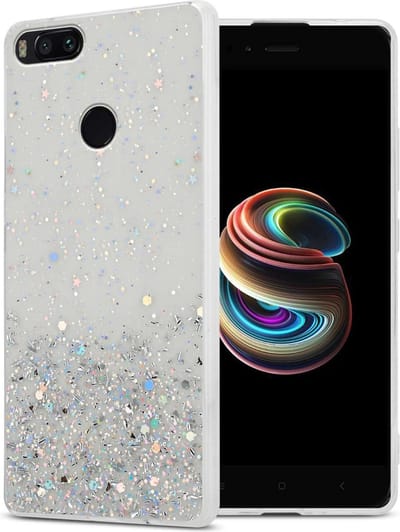 Cadorabo Hoesje geschikt voor Xiaomi RedMi A1 in Transparant met Glitter - Beschermhoes van flexibel TPU silicone met fonkelende glitters Case Cover Etui