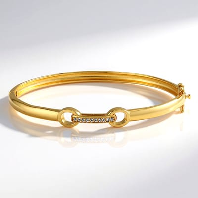 Cavill - Zilveren armband met 0,14 ct Witte Topaas - 925 Sterling Zilver Verguld - Ronde Topaas stenen - Elegante armband dames - Topaas sieraden