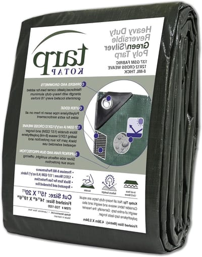 Zwaar Poly Zeil - Waterdicht Dekzeil - Bescherming Outdoor - 12x12 Weven - 15x20 voet - Groen/Zilver