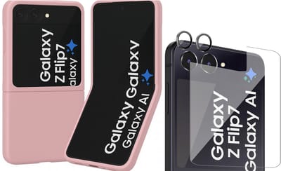 Hoesje geschikt voor Samsung Galaxy Z Flip 7 - Screenprotector Glas & Camera Protector - Mat Back Case Roze