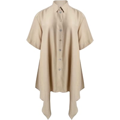 Asymmetrische lange blouse in gemengde linnen voor dames Mat Fashion