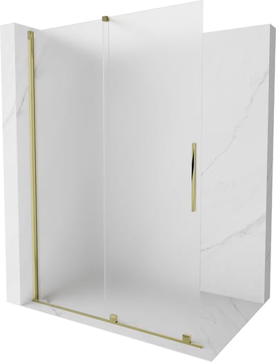 Mexen Velar schuifbare douchewand Walk-in 140 x 200 , matglas 8 mm, goud - 871-140-000-33-50