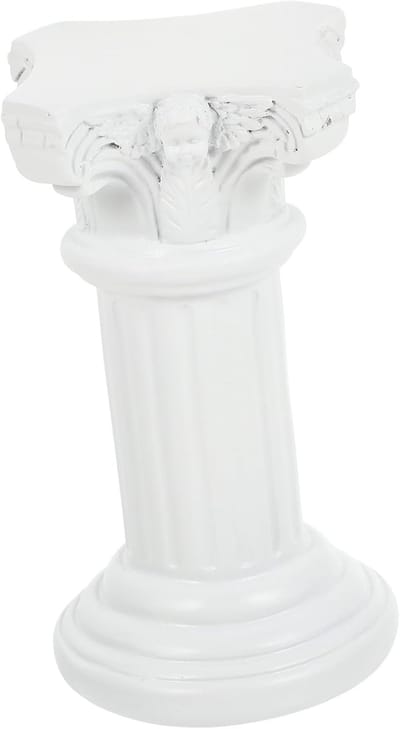 Romeinse Pilaar Sculptuur - Huisdecoratie Kunstwerk - Binnen Buiten Decoratie - Stevig Duurzaam Hars - 15.5 x 8.5 cm - Wit