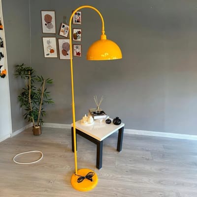 Bamyum Gorkiede metaal, modern, vloerlamp woonkamer, slaapkamer, kinderkamer met E27 fitting, 30 cm breed, verstelbare lampenkap, vloerlamp, geel