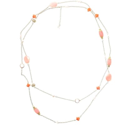 Behave - Lange ketting dames - goudkleur roze oranje - zomerstijl