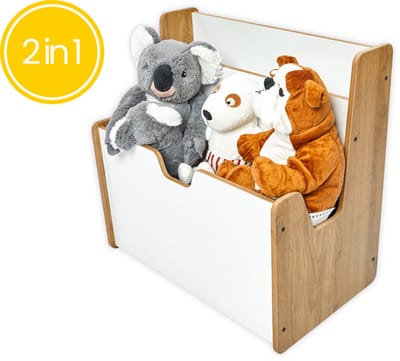 Minera® 2 in 1 Speelgoedkast Kinderkamer - Montessori Kinder Boekenkast - Boekenkastje Kinderen - Houten Boekenrek Kind - Speelgoedrek & Opbergkast - Speelgoedkist & Opbergkist voor Speelgoed