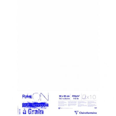 Clairefontaine Paint On - Tekenpapier - Gekorreld - Groot formaat - 50x65 cm - 250g - Wit - 10 vel