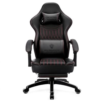 Dowinx - Ergonomisch - Gamingstoel/Bureaustoel - PU leer, voetsteun, massage, zitkussen - Zwart