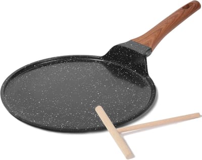 Crêpe Pan - Platte Koekenpan - Pannenkoeken Bakken - Keramische Antiaanbaklaag - 95 Inch - Zwart