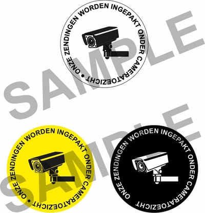 690 stuks - 3 kleuren Verpakking Stickers Camerabewaking bij inpakken Verzenden 4x4 cm Geel Wit Zwart