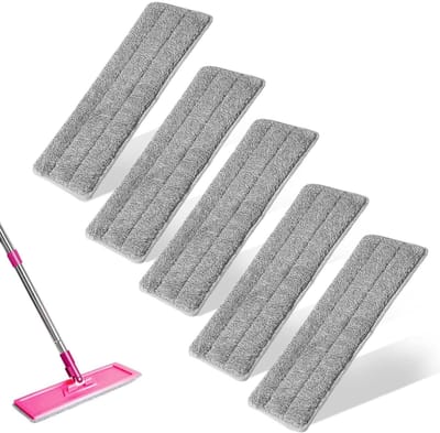Dweilhoes, 5 stuks, microvezel katoen, reservepads voor vuil en wateropname, reinigingspads, 12 x 32 cm