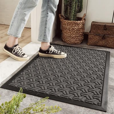 Tapis de sol résistants à l'usure pour les entrées d'hôtels, paillassons d'entrée d'immeubles de bureaux commerciaux, tapis antidérapants en caoutchouc pour l'extérieur des entrées d'ascenseurs 45*75cm gray