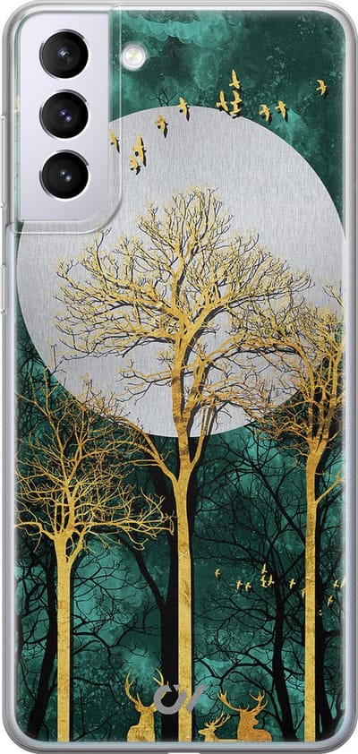 Hoesje geschikt voor Samsung Galaxy S21 hoesje - Noorderlicht - - Goud - - Casevibes