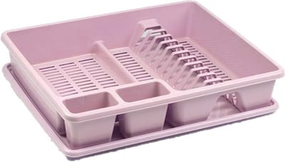 Plasticforte Afwas afdruiprek - roze - kunststof - 48 x 38 x 9 cm - met lekbak