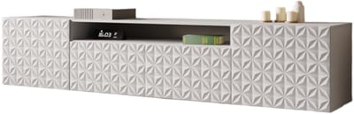 TV-kast Cali, woonwand, lowboard, tv-standaard, woonwand, woonkamer, tv-board, woonkamermeubels, televisie, highboard, TV-kast, tv-lowboard, 200 cm, 3 deuren, wit