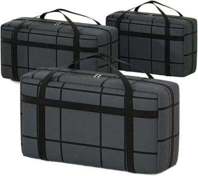 Waszakken Set - Opbergzakken - Efficiënt Verhuizen - Opvouwbaar Labelvenster - 3 Stuks - Zwart