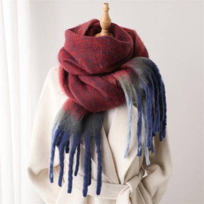 Écharpe en Cachemire Douce Couleur Unie pour Femme Hiver Chaud Épaisse à Franges Pashmina Polyvalente Pelucheuse Tour de Cou Foulard One Size black