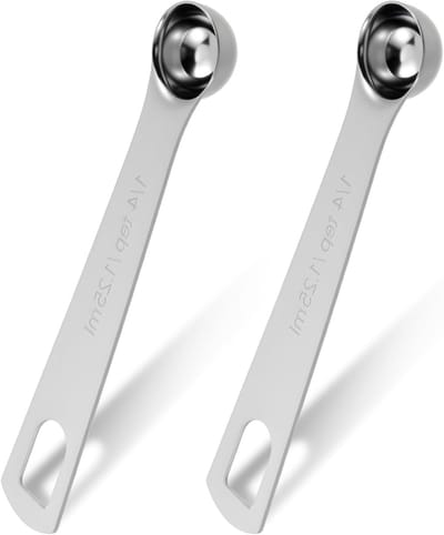 Set van 2 RVS 1/4 theelepel maatlepels - Mini maatlepels voor koken, bakken en porties - Ideaal voor nauwkeurige metingen in de keuken