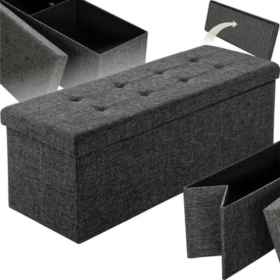 tectake® XL Opbergkist - Opvouwbaar bankje - Zitkubus, kruk - 110x38x38 cm - Praktisch en stijlvol opbergen - Verkrijgbaar in verschillende kleuren - Donkergrijs
