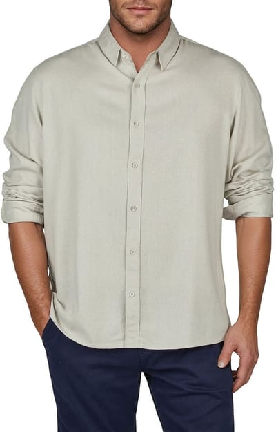 riverso Heren Overhemd RIVFabrizio regular fit Beige S Volwassenen Linnen overhemd