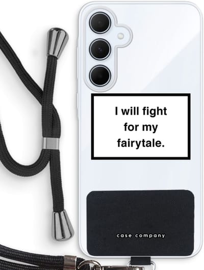Case Company® - Hoesje met koord geschikt voor Samsung Galaxy A35 hoesje met Koord - Fight for my fairytale - Telefoonhoesje met Zwart Koord - Bescherming aan alle Kanten en Over de Schermrand