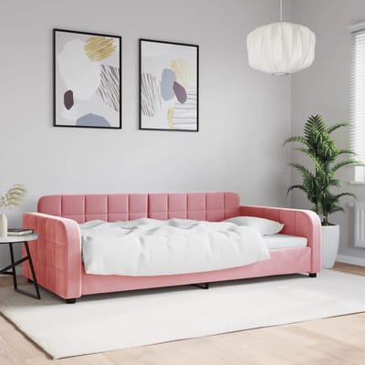 Vidaxl Bank Met Slaapfunctie, Roze, 100X200 Cm, Bekleed Met Fluweel