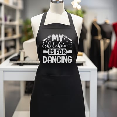Verstelbaar kookschort, unisex, met 2 Zakken Vloeistof Druppel Waterbestendig Koken Keuken Restaurant Bar Schilderen BBQSchort, voor diverse doeleinden, Zwart Schorten Koksschort Unisex Schorten voor Vrouwen en mannen , my kitchen is for dancing.