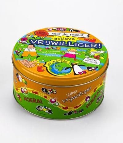 Drop - Snoeptrommel - Vrijwilliger - Gevuld met Drop - In cadeauverpakking met gekleurd lint