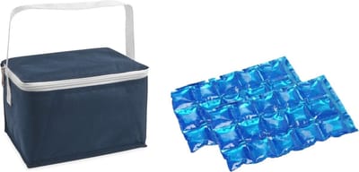 Kleine koeltas voor lunch blauw met 2 stuks flexibele koelelementen 3.5 liter
